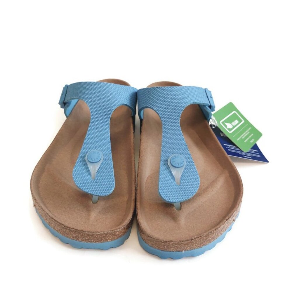 Birkenstock Womens Size 8 Gizeh Canvas Vegan Sandals EU 39 Sky Blue Regular Fit - Picture 6 of 11